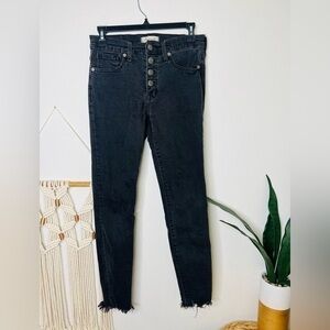 Madewell denim jeans 9" Mid-Rise Skinny Berkeley Black Button-Through Edition